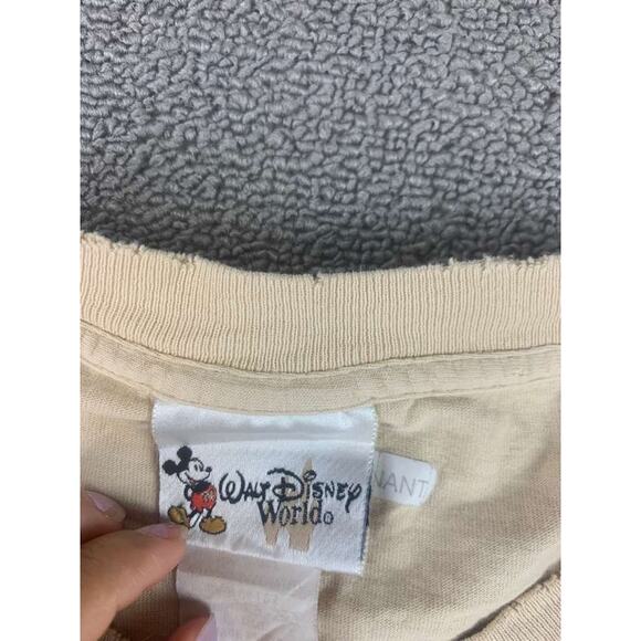 Vinatge Disney Tan Size Large World Tour Mickey Mouse Park Short Sleeve T Shirt - Picture 3 of 12